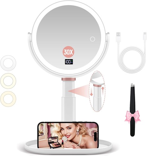 Magnifying mirror with - with, light