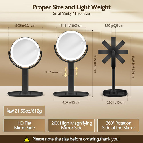 Makeup mirror with light 30x - light,,