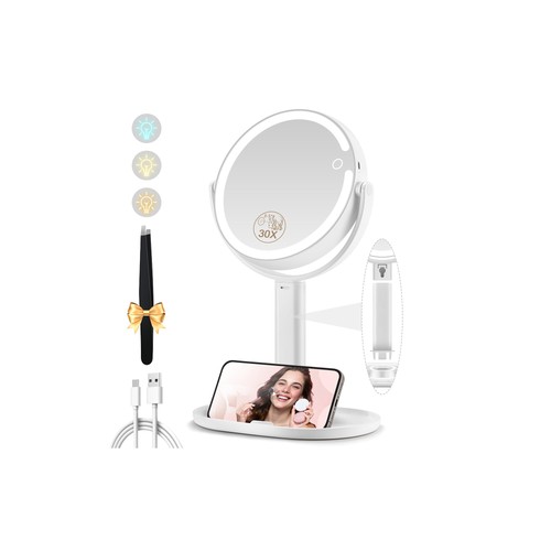 Magnifying mirror with - mirror, light